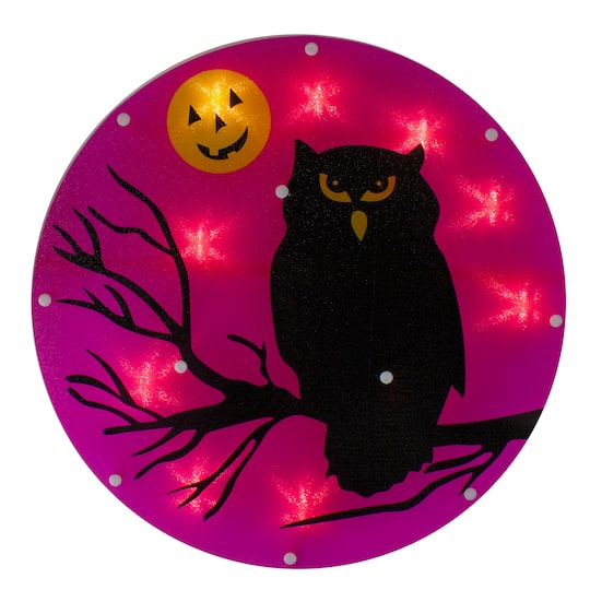 Lighted Owl Halloween Window Silhouette